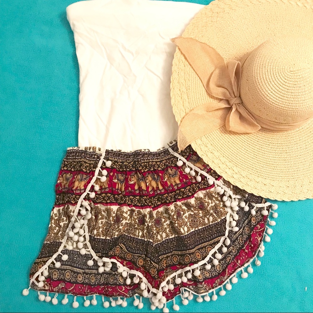 Thai Elephant Shorts with Pom-Poms